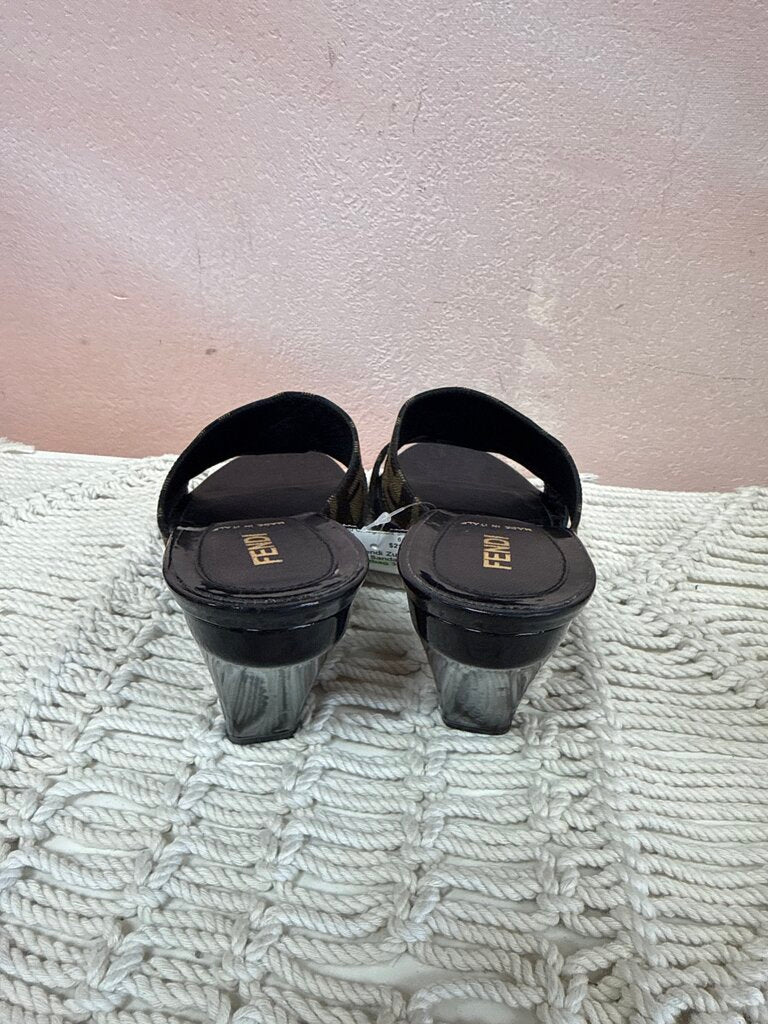 Fendi Zucca Heel Sandal w/Dustbag