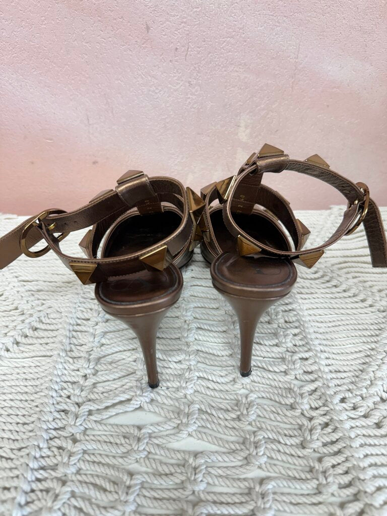 Valentino Bronze Rockstud Ankle Strap Heel w/Box (As Is)