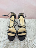 Louboutin Black Patent Strappy Kitten Heel w/Box