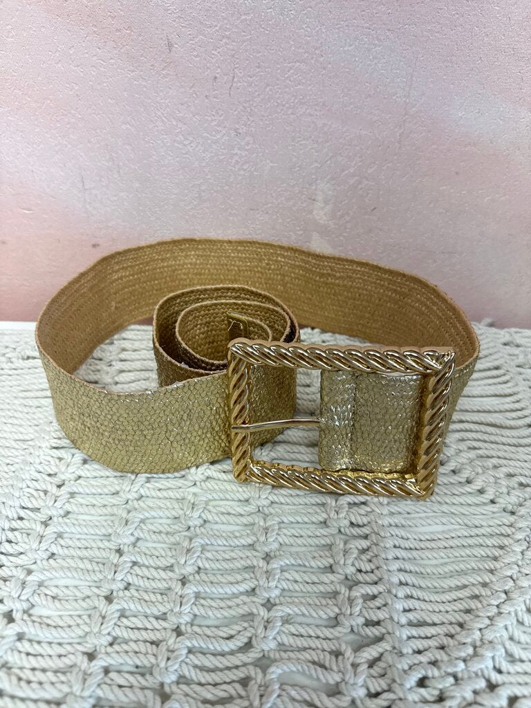 Gold Raffia Wide Belt