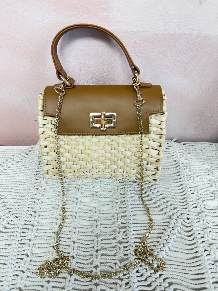 Serpui Raffian Top Handle Bag