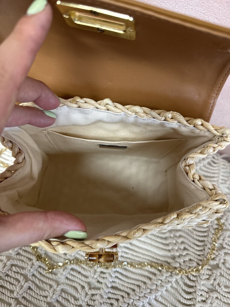 Serpui Raffian Top Handle Bag