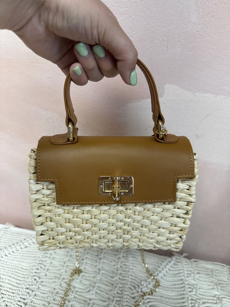 Serpui Raffian Top Handle Bag