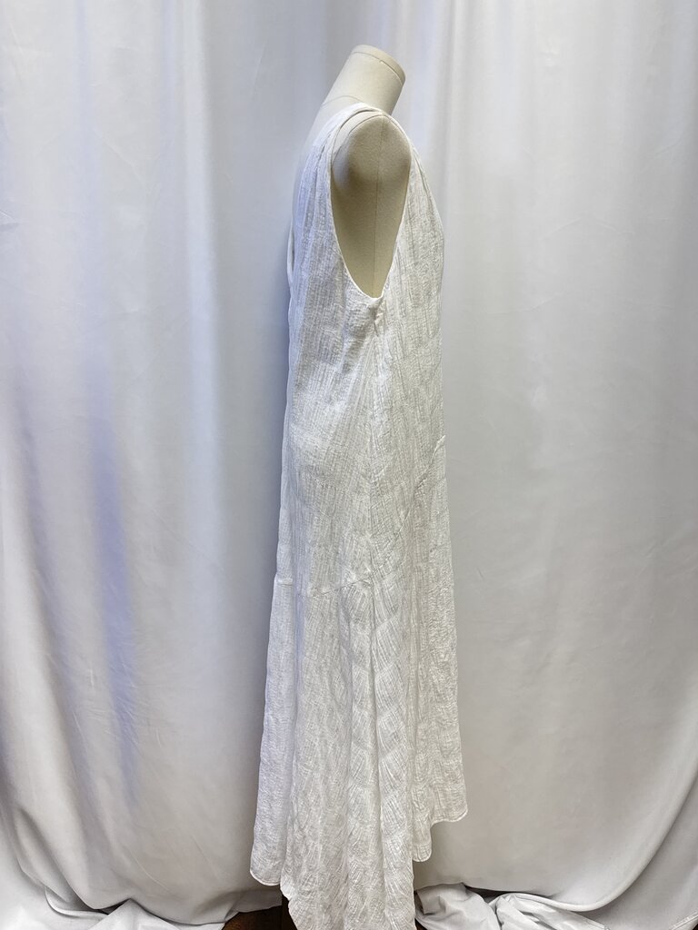 Frame White Ruched Crinkle Maxi Dress