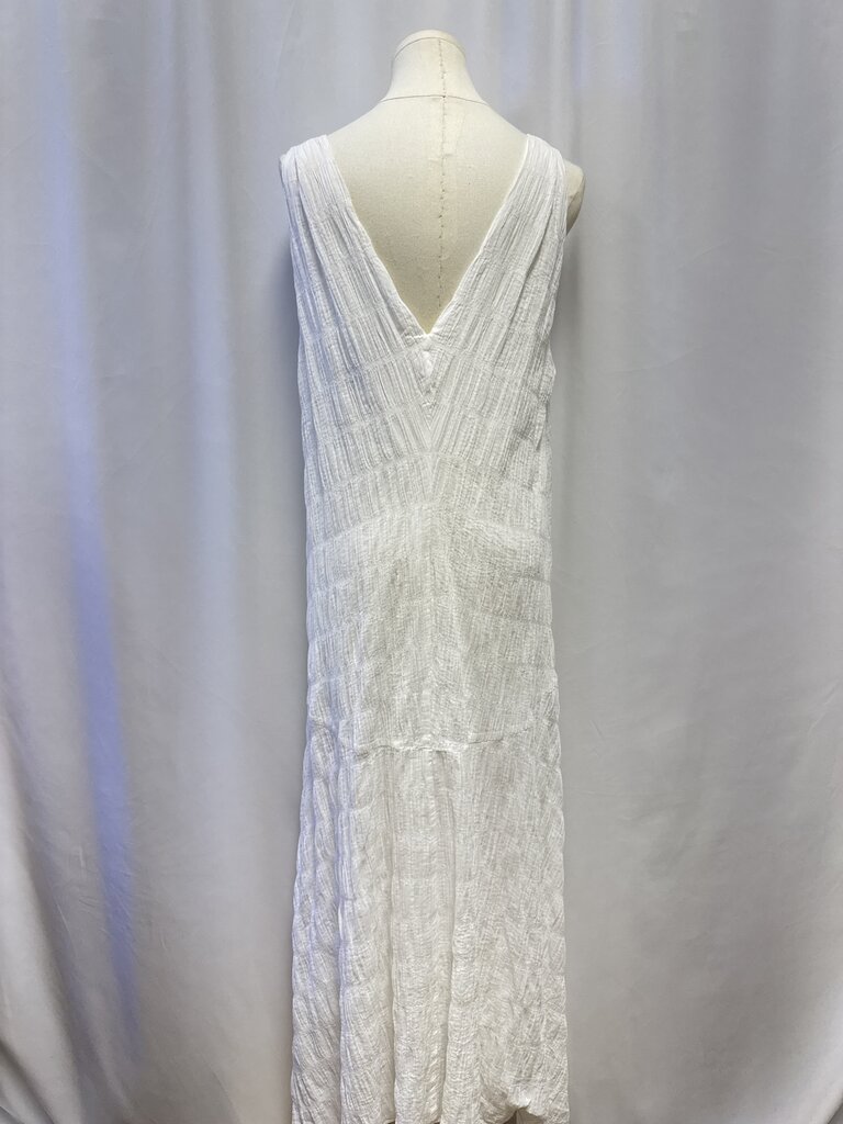 Frame White Ruched Crinkle Maxi Dress