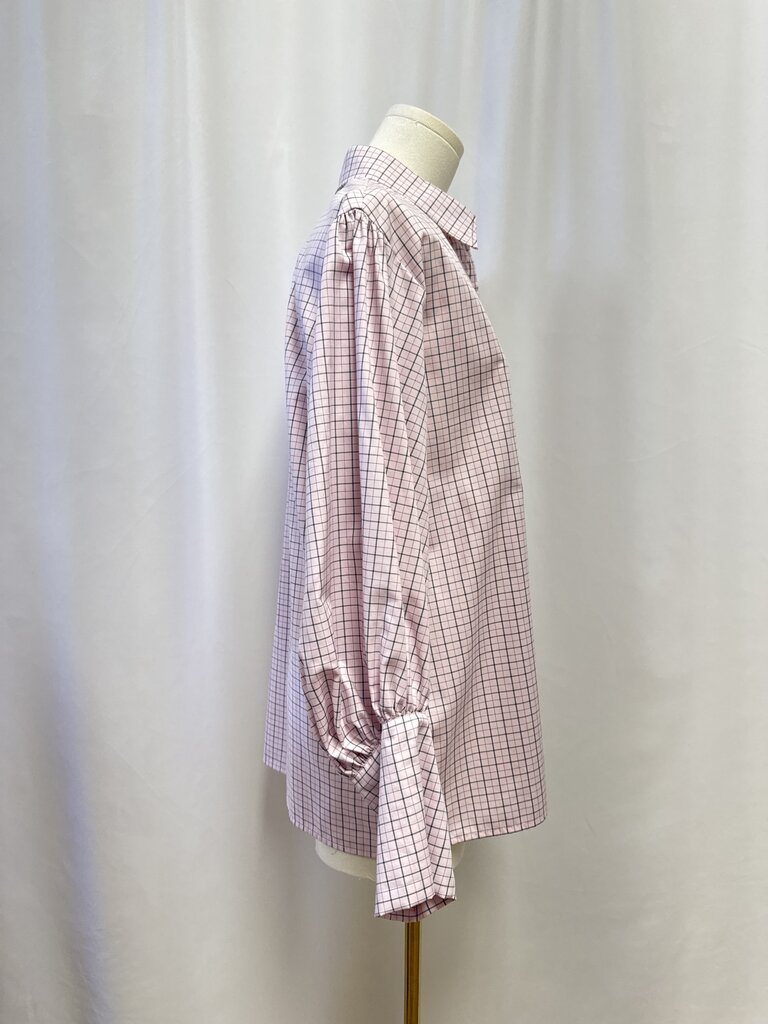 Sandro Pink Plaid Button Up Top