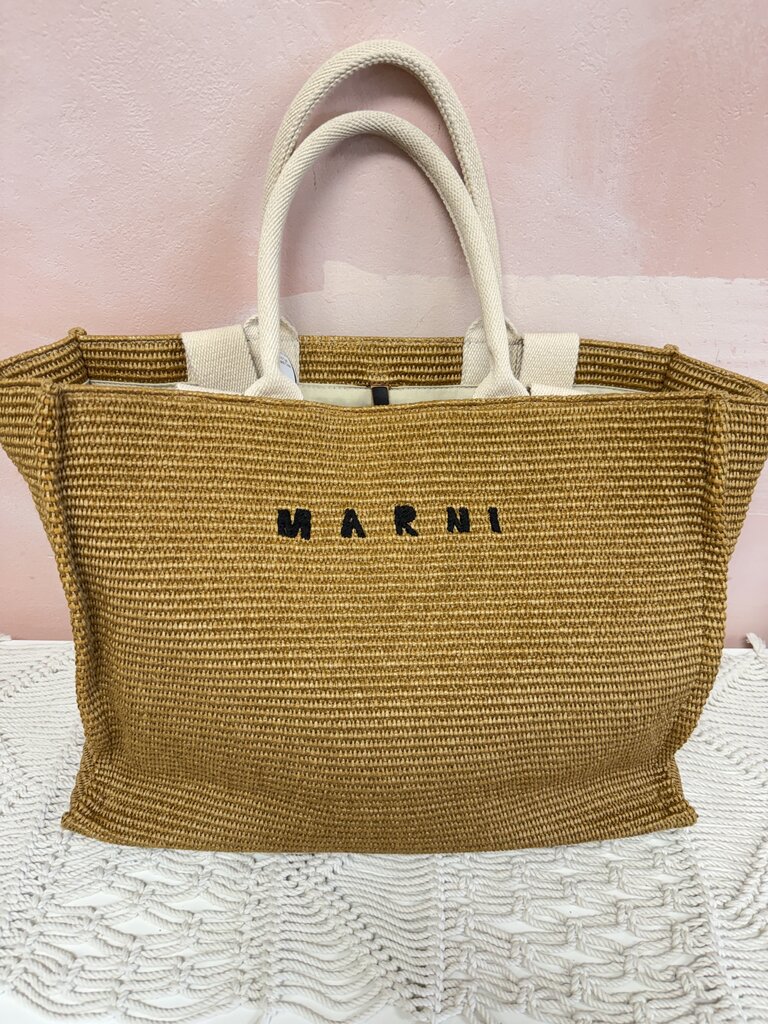 Marni Tan Raffia Beach Tote