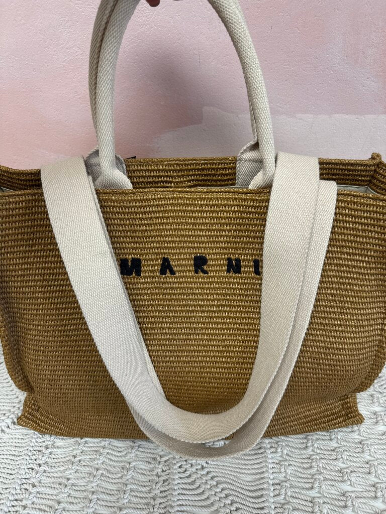 Marni Tan Raffia Beach Tote