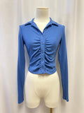 Reformation Blue Ribbed Button Up