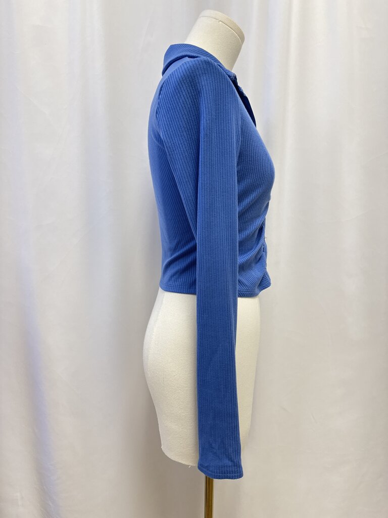 Reformation Blue Ribbed Button Up