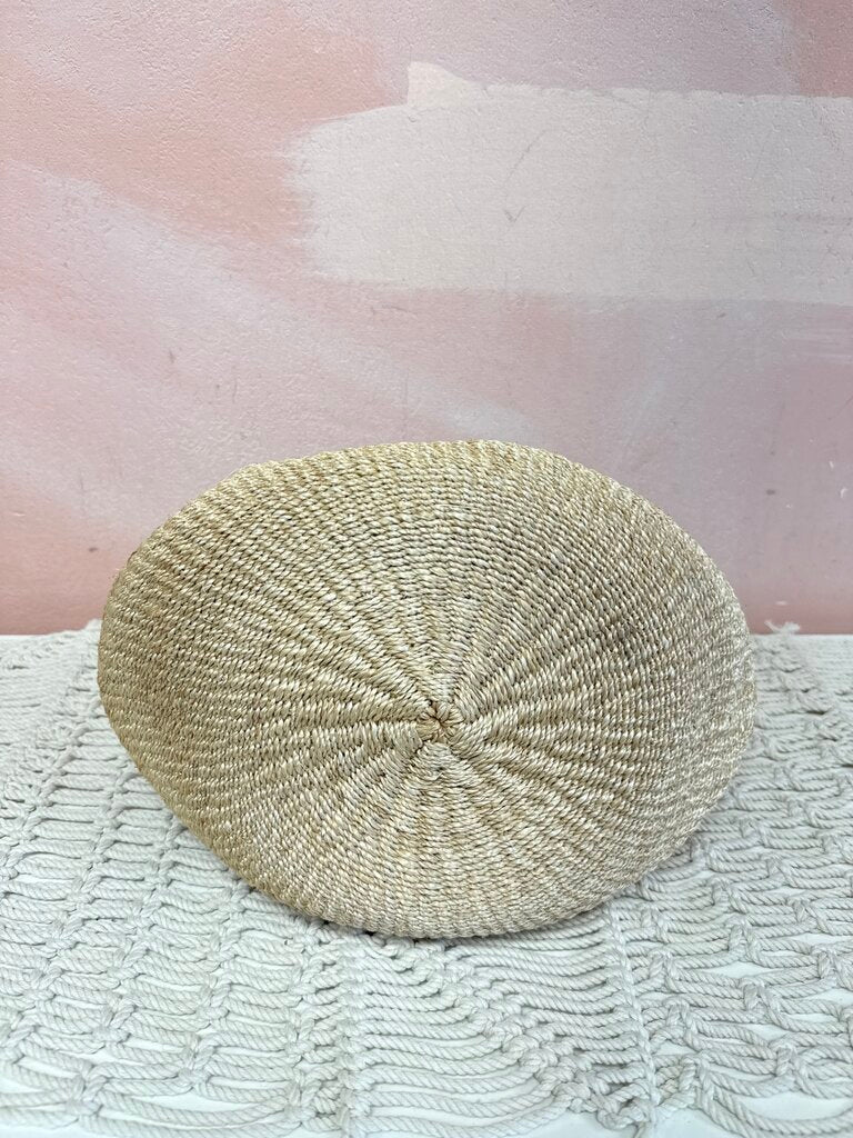 Aranaz Beige Raffia Beaded Handle Bag