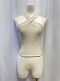 Babaton Stone Ribbed Criss Cross Top