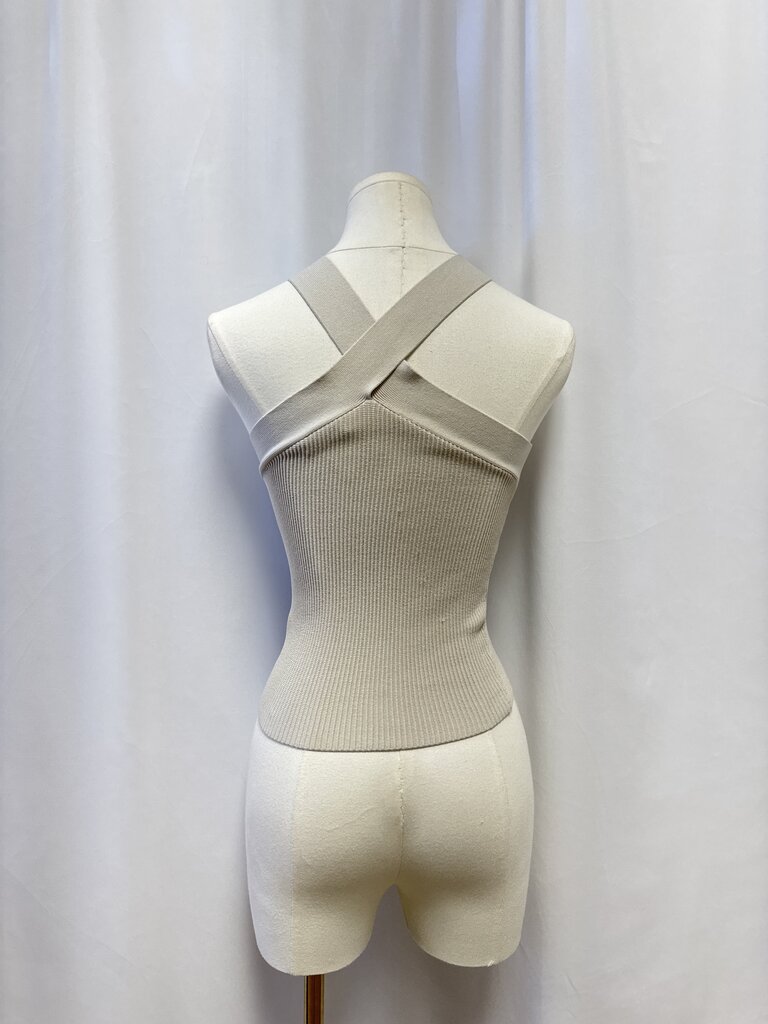 Babaton Stone Ribbed Criss Cross Top