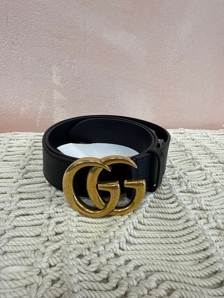 Gucci Black Leather Marmont Belt w/Box