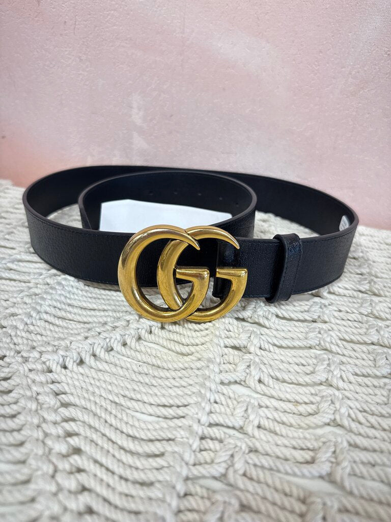 Gucci Black Leather Marmont Belt w/Box