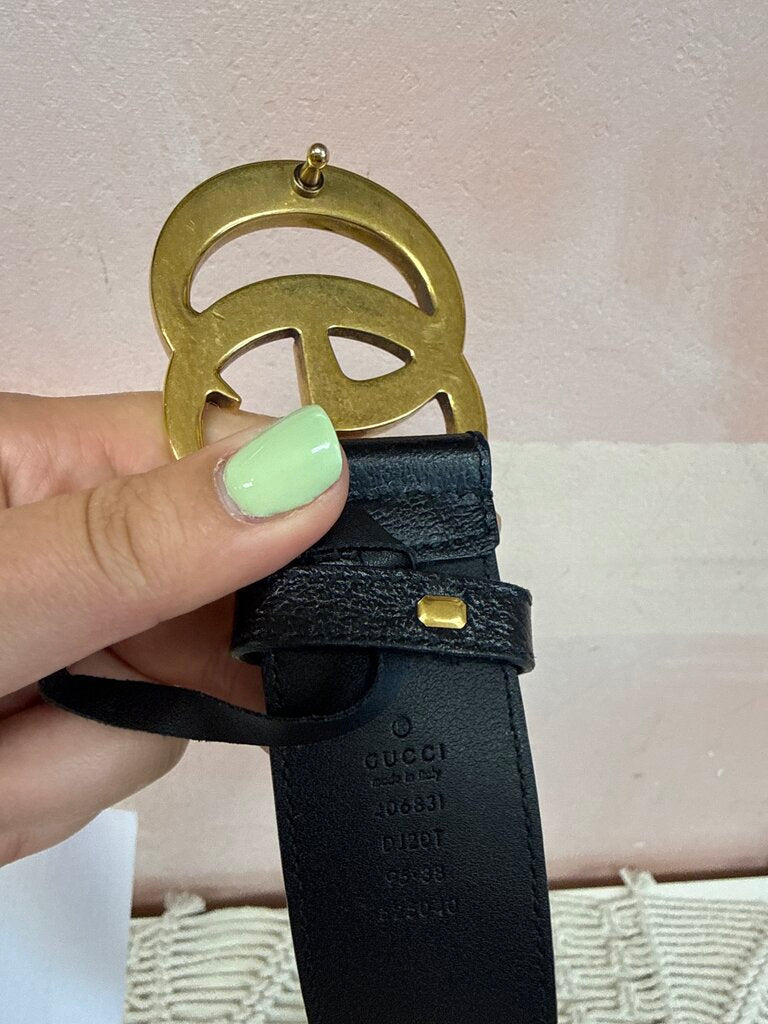Gucci Black Leather Marmont Belt w/Box