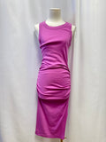 Michael Stars Pink Ribbed Ruched Maxi Dress