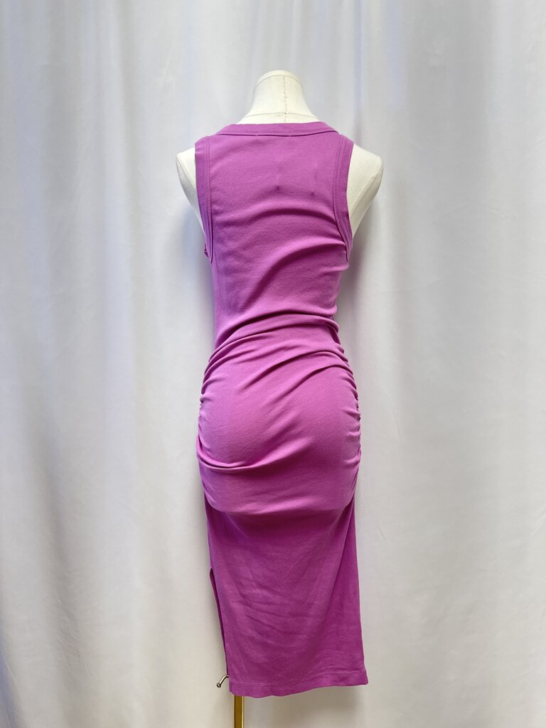 Michael Stars Pink Ribbed Ruched Maxi Dress