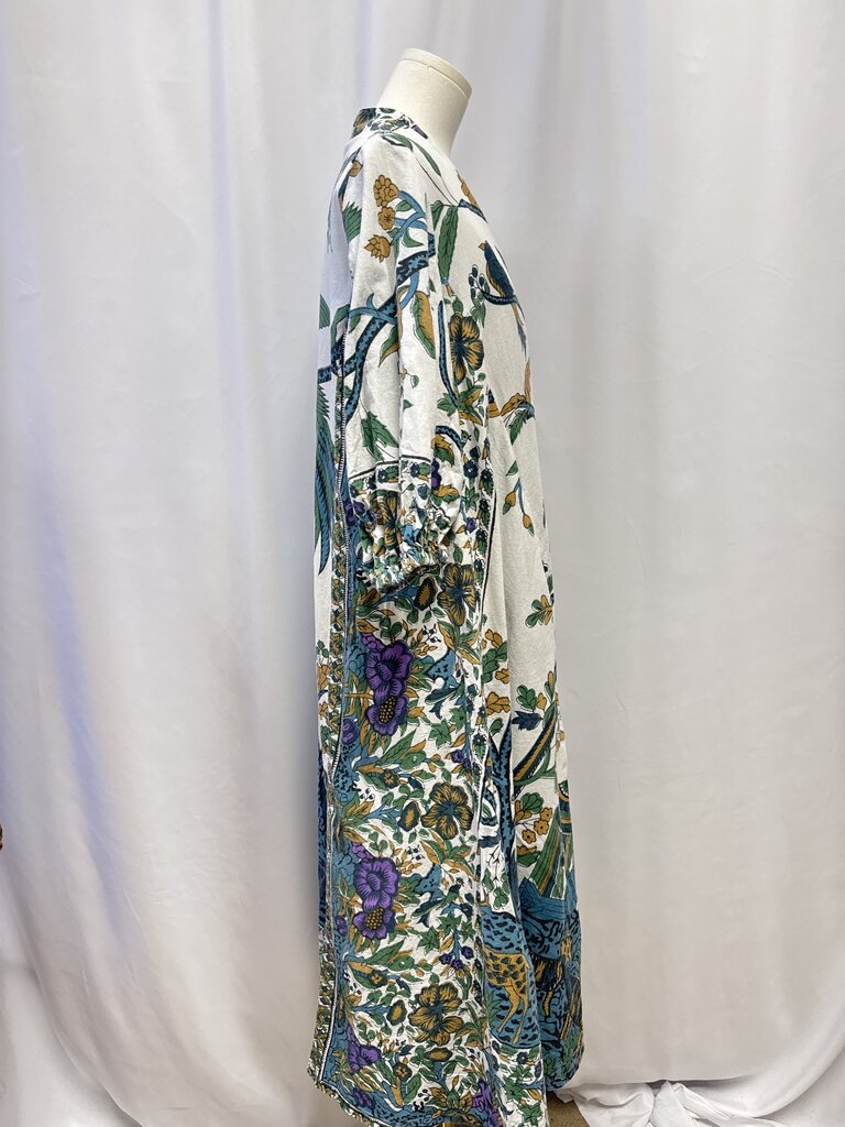 John & Mickie White Bird Motif Maxi Dress