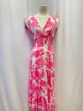 Felicite Pink Palm Smocked Maxi Dress