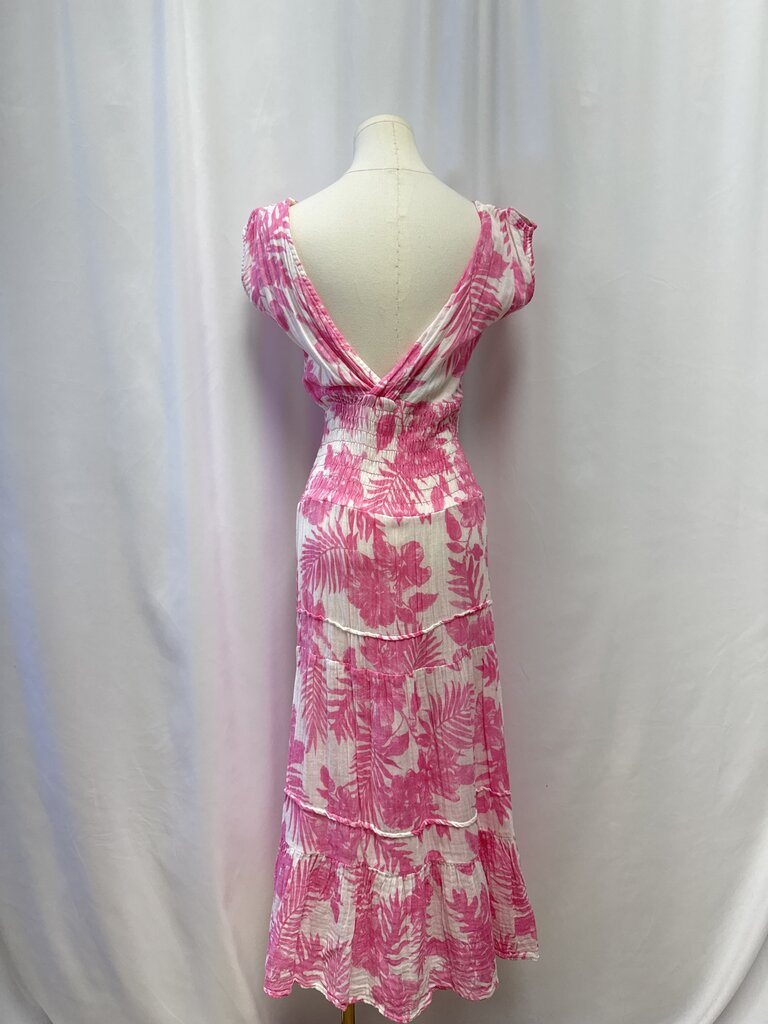 Felicite Pink Palm Smocked Maxi Dress