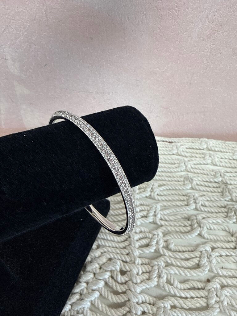 Nadri Silver Crystal Bangle