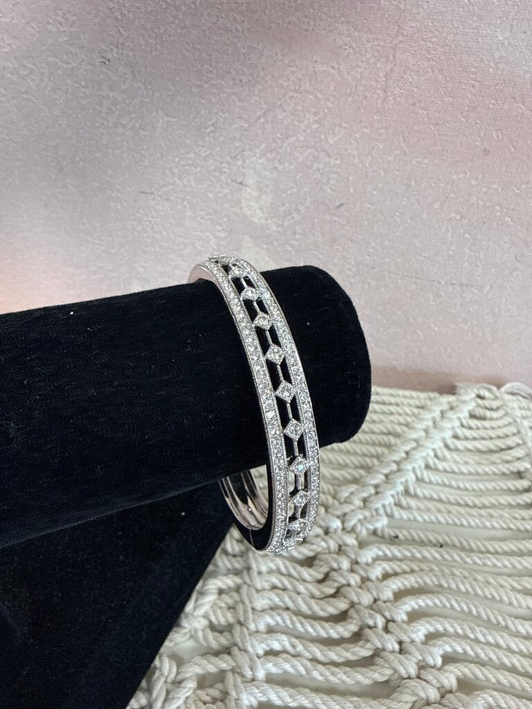 Nadri Silver Crystal Art Deco Bangle