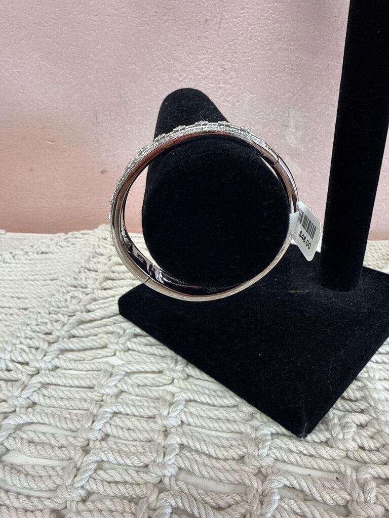 Nadri Silver Crystal Art Deco Bangle