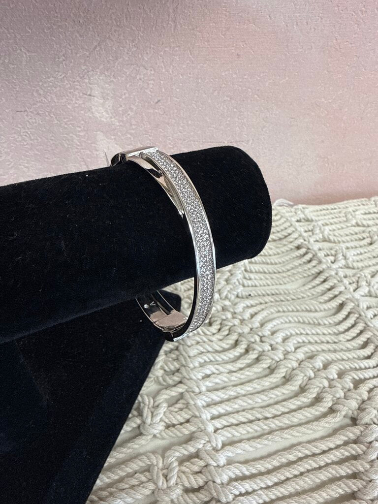 Nadri Silver Crystal Modern Bangle