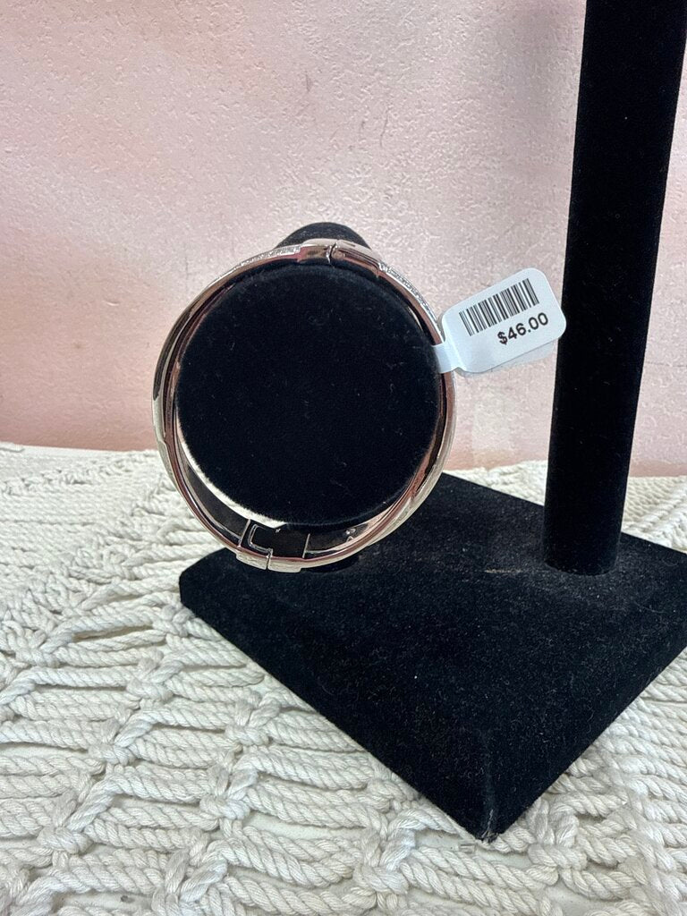 Nadri Silver Crystal Modern Bangle