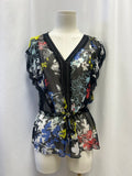 Elie Tahari Black Floral Sheer Top