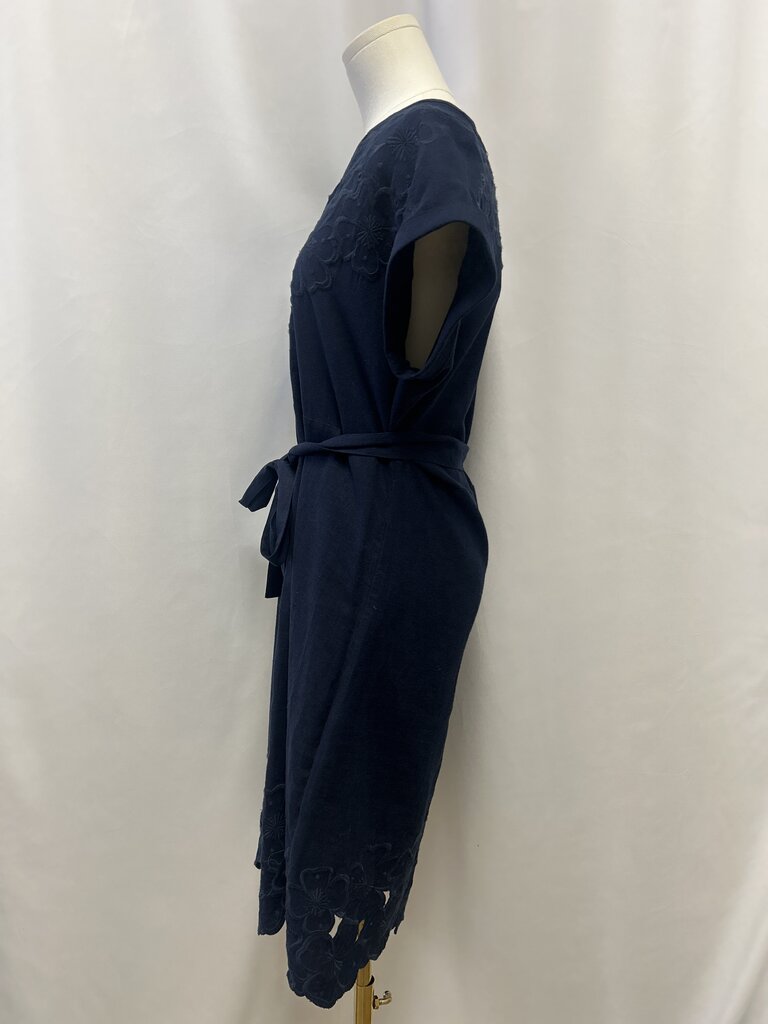 Elie Tahari Blue Linen Embroidered Belted Dress NWT