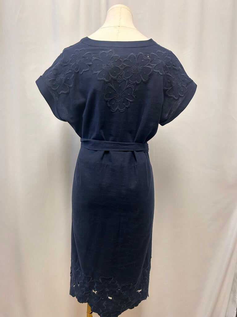 Elie Tahari Blue Linen Embroidered Belted Dress NWT