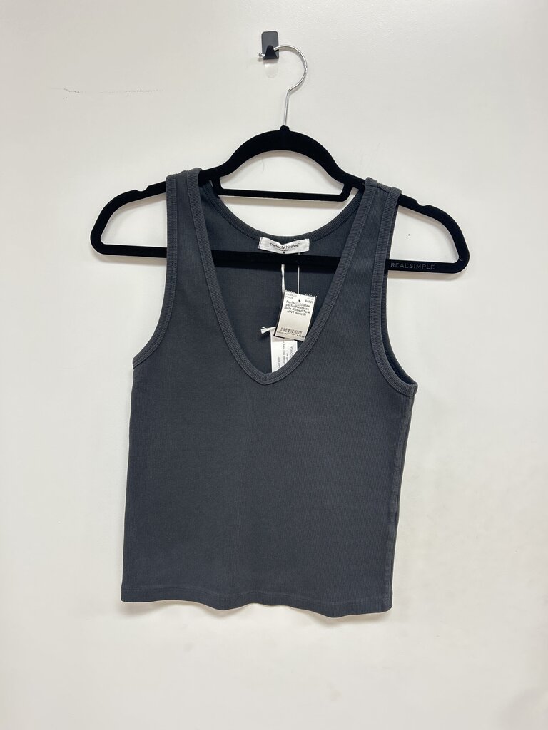 perfectwhitetee Slate Ribbed Tank NWT