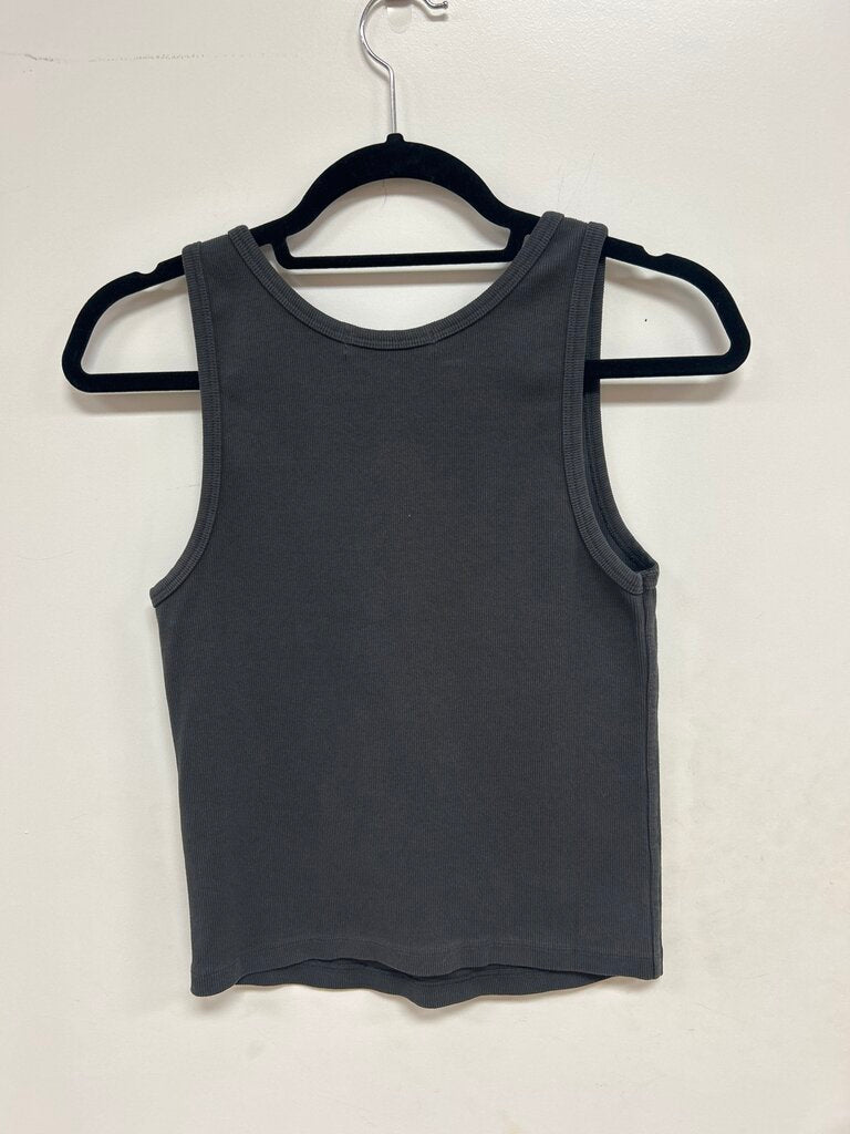 perfectwhitetee Slate Ribbed Tank NWT