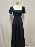 La Ligne Black Smocked Maxi Dress