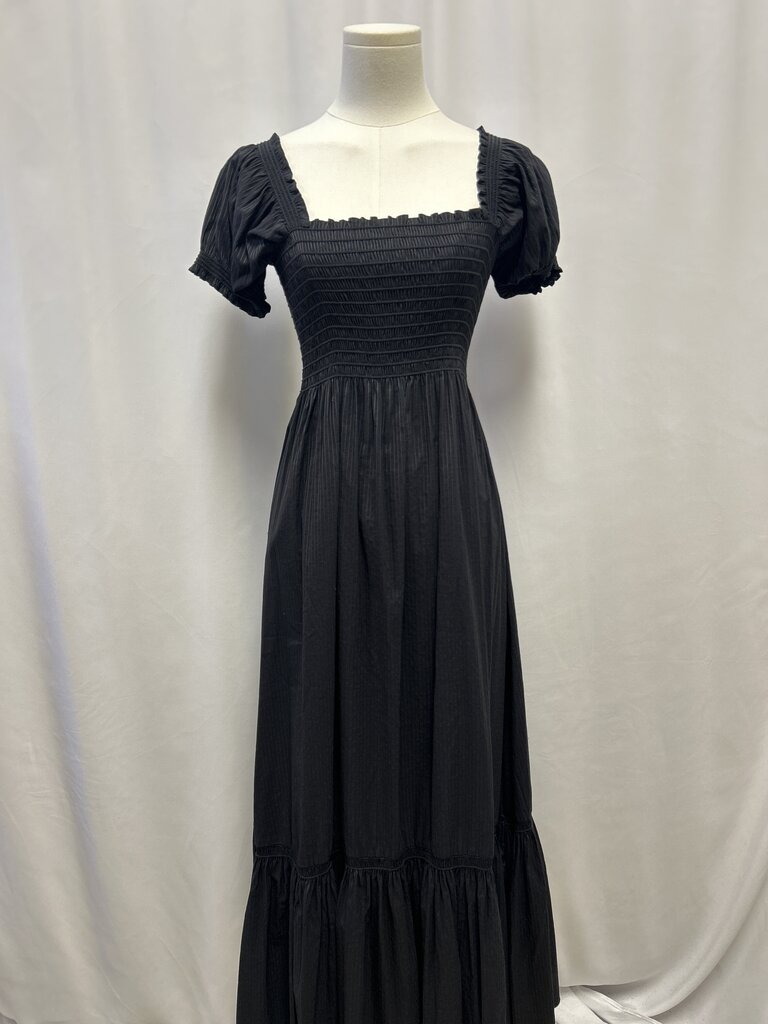 La Ligne Black Smocked Maxi Dress