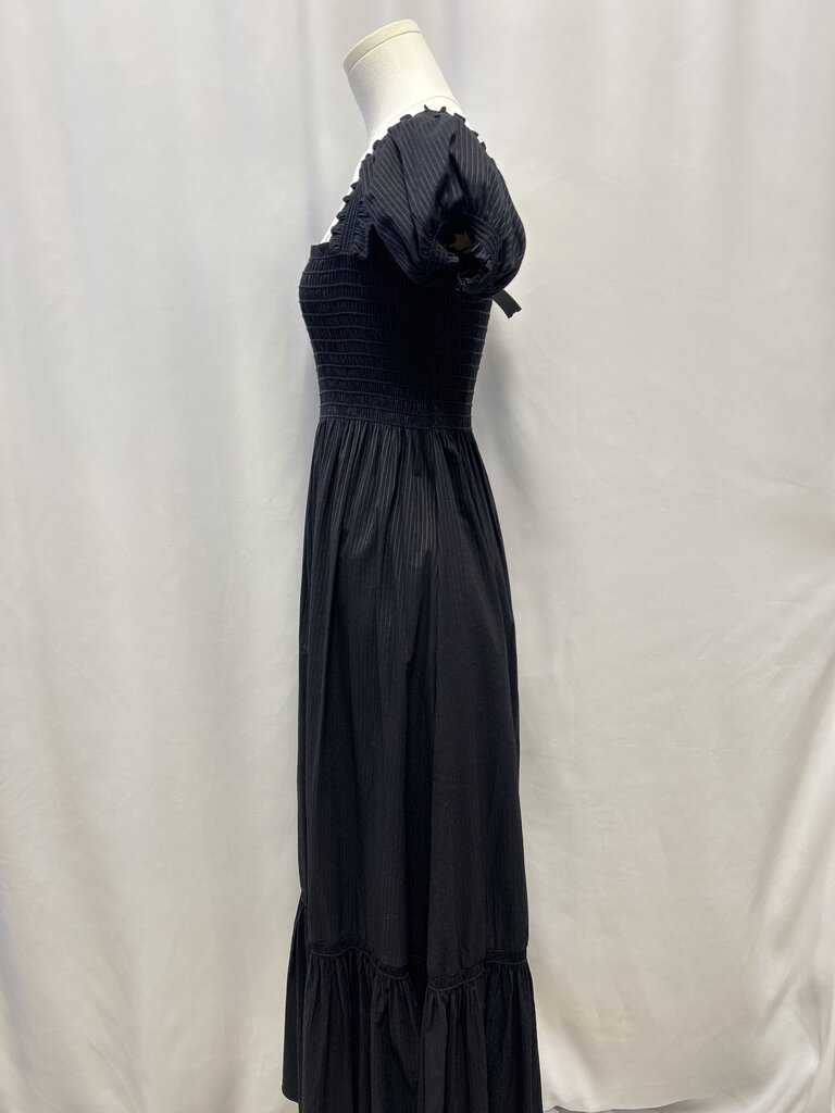 La Ligne Black Smocked Maxi Dress