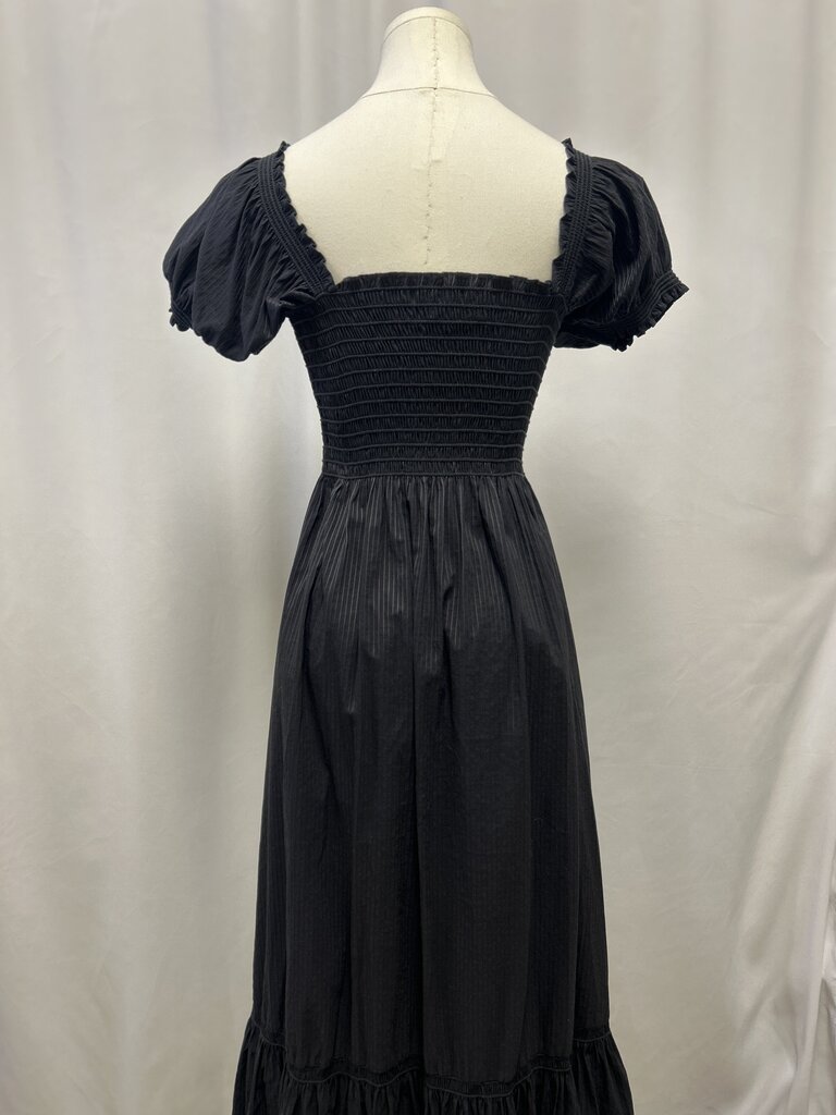 La Ligne Black Smocked Maxi Dress