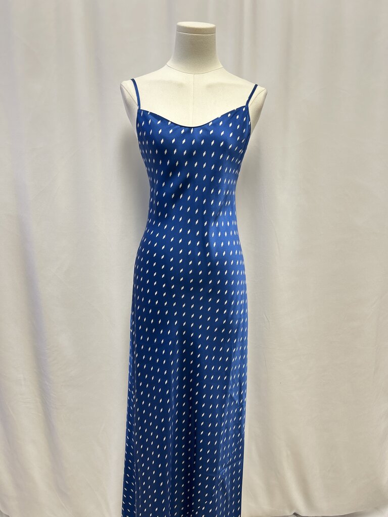 Reformation Blue and White Diamond Slip Dress