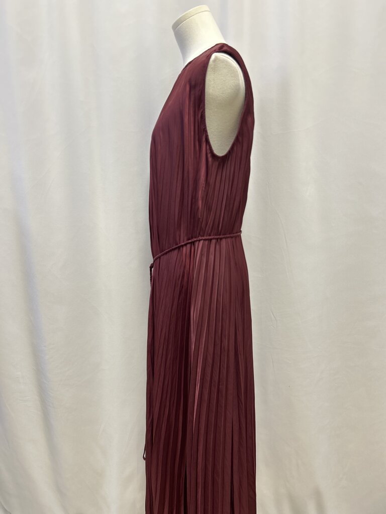 Ulla Johnson Maroon Pleated Belted Maxi Dress