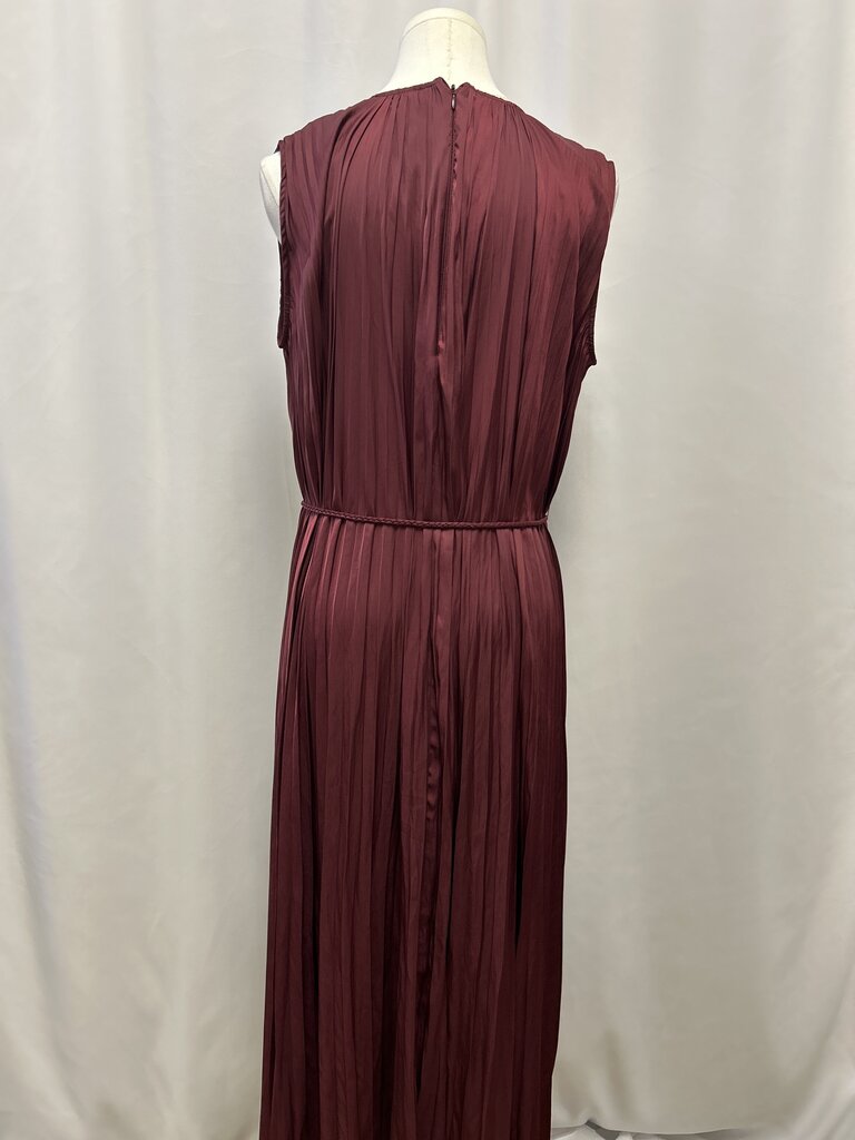Ulla Johnson Maroon Pleated Belted Maxi Dress