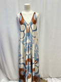 Misa Light Blue Multi Print Maxi Dress