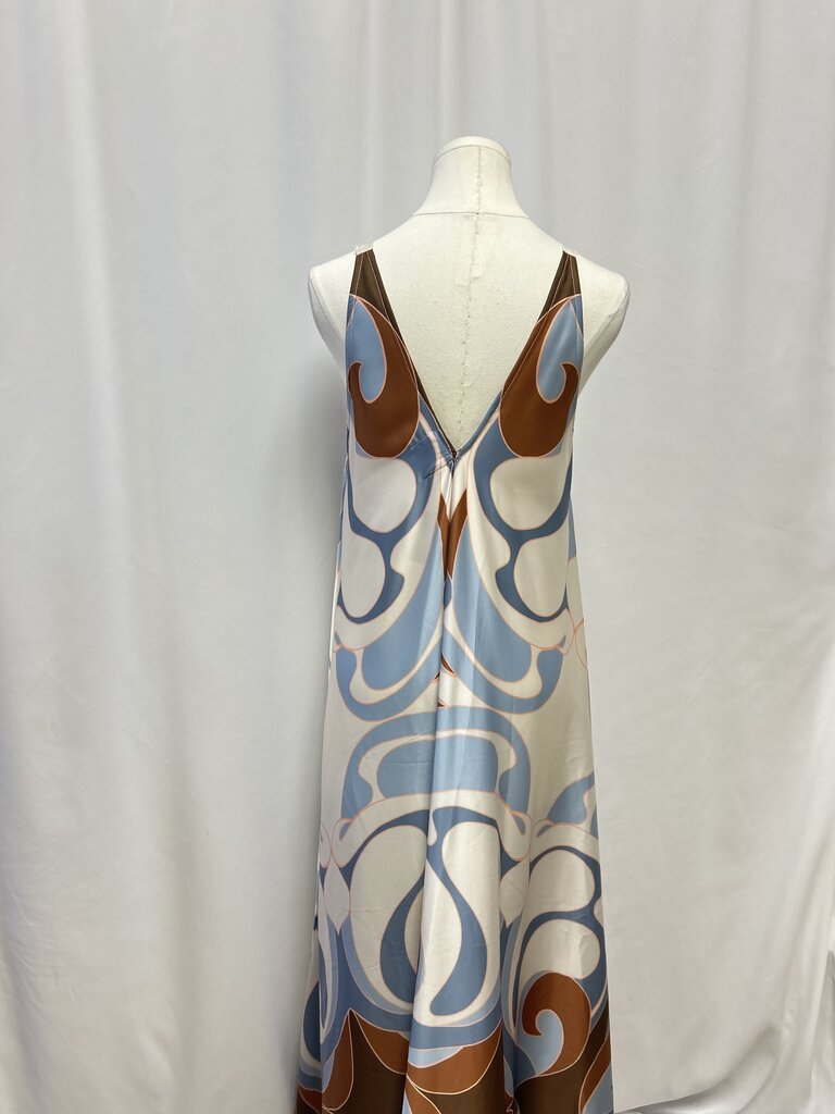 Misa Light Blue Multi Print Maxi Dress