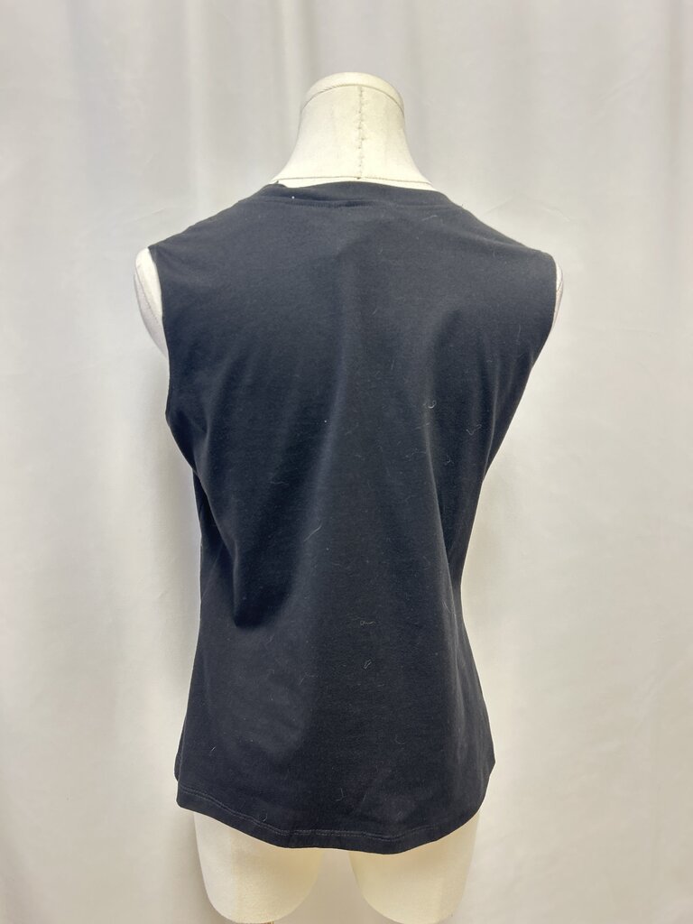 Christian Dior Black Denim Flower Applique Tank