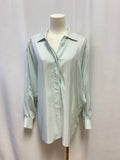 Escada Blue Stripe Silk Oversized Button Up