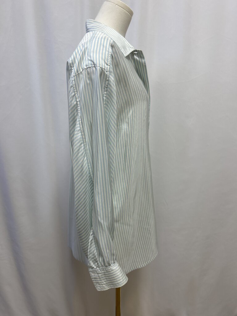 Escada Blue Stripe Silk Oversized Button Up