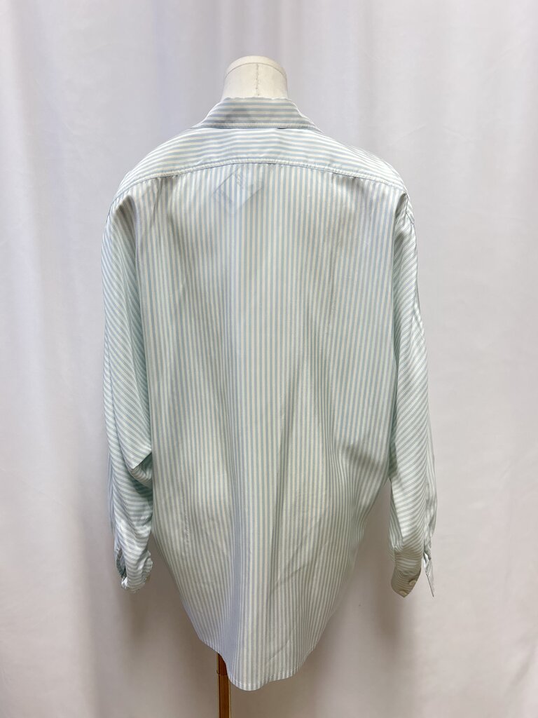 Escada Blue Stripe Silk Oversized Button Up