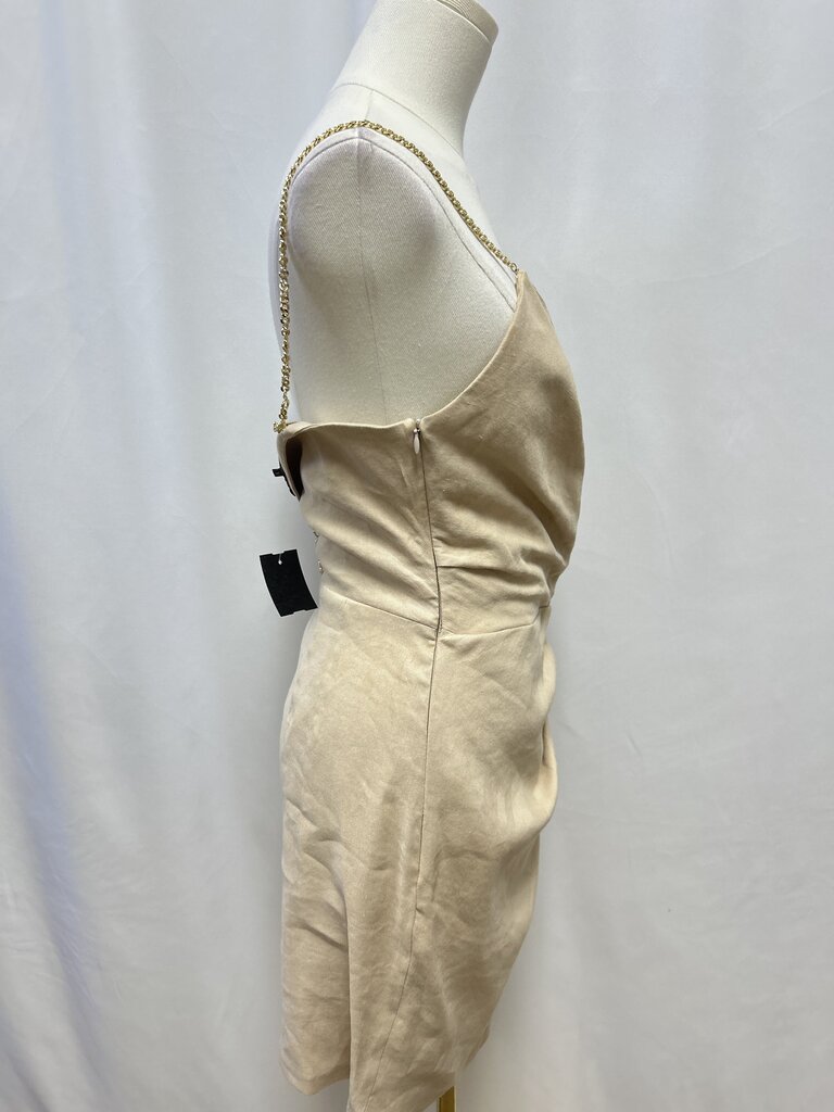 Maje Tan Ruched Chain Strap Tank Dress