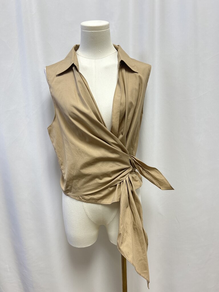 Vince Tan Wrap Sleeveless Top